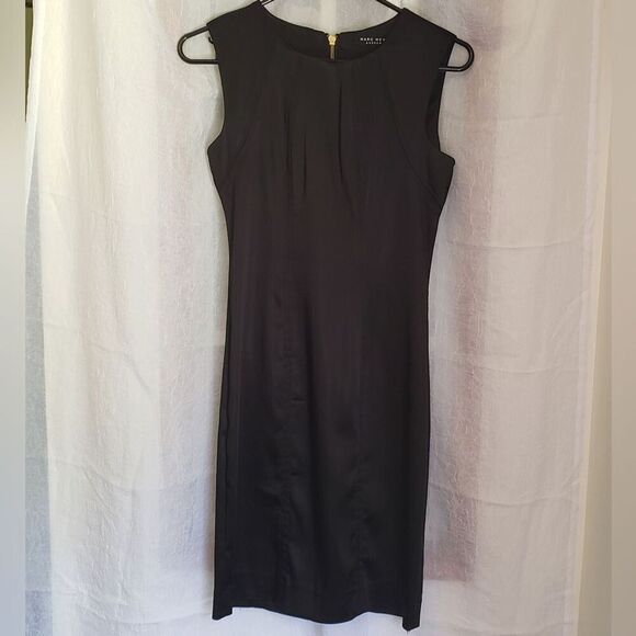 Marc New York Little Black Dress Sleeveless Tailored Sheath Silky Sexy Size S* - Picture 1 of 16
